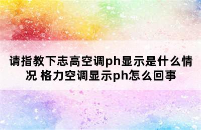 请指教下志高空调ph显示是什么情况 格力空调显示ph怎么回事